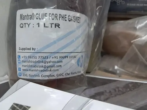 GLUE,ADHESIVE ,1L,SLCNE,FORH EAT EXCHANGER Supplier Mat. No.: SYNTHETIC GLUE,PACK SIZE 1 LITER, FOR HEAT EXCHANGER